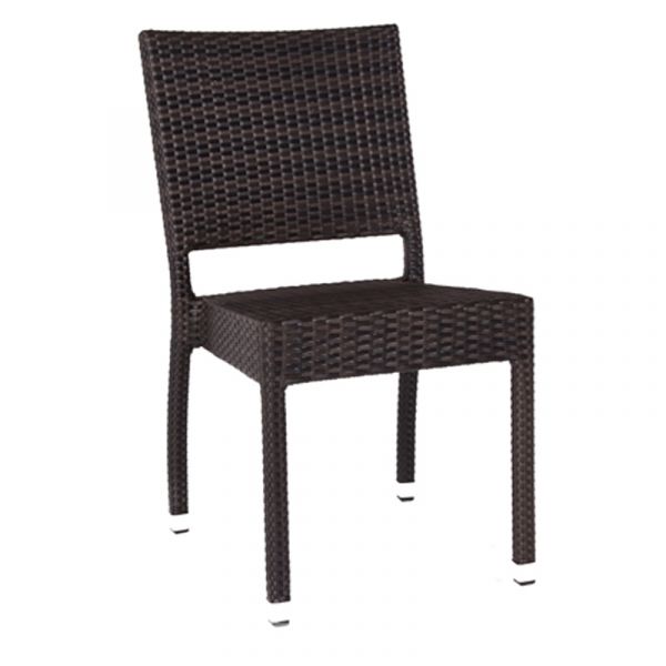 Classic Rattan Round Glass Table & 4 Ascot Side Chairs - High Quality Rattan - Black & Brown Weave