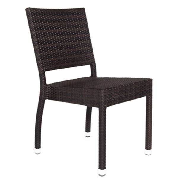 Ascot Rattan Square Glass Table & 4 Ascot Side Chairs - High Quality Rattan - Black & Brown Weave