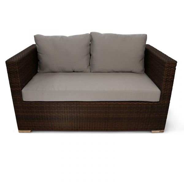 Denby Rattan Sofa & Two Arm Chairs - High Quality Durable Rattan - Anthracite With Light Grey Cushions Included