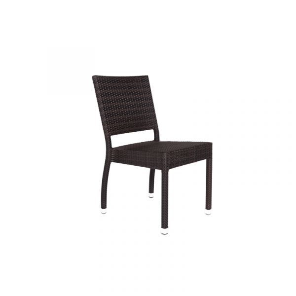 Classic Rattan Square Polywood Table & 4 Ascot Side Chairs - High Quality Rattan - Black & Brown Weave