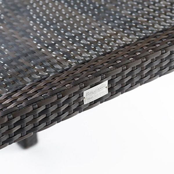 Ascot Rattan Table - Square 90 x 90cm - Glass Topped With Black and Brown Weave