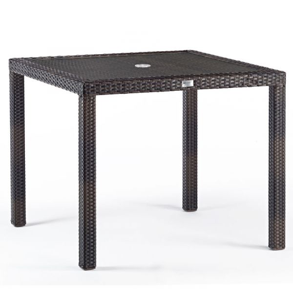 Ascot Rattan Square Glass Topped Table & 4 Ascot Arm Chairs - High Quality Rattan - Black & Brown Weave