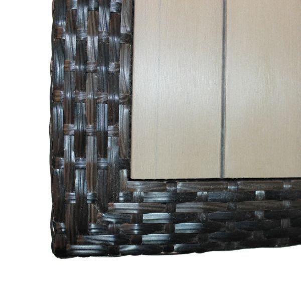 Classic Rattan Square Table -  90 x 90cm Polywood Topped With Black and Brown Weave