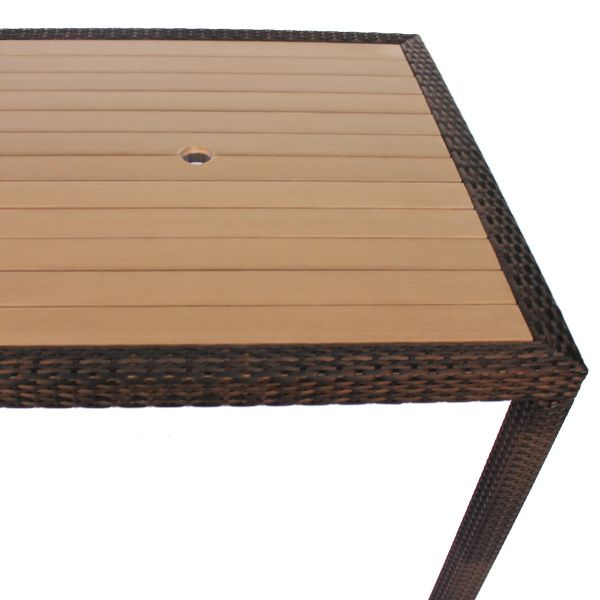 Ascot Rattan Square Table -  90 x 90cm Polywood Topped With Black and Brown Weave