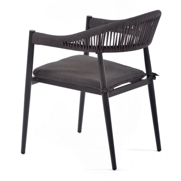 Rope Weave Arm Chair with Cushion - Charcoal