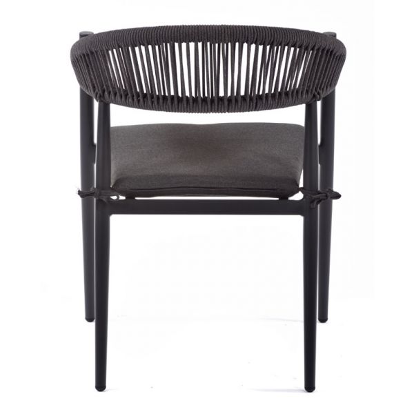 Rope Weave Arm Chair with Cushion - Charcoal