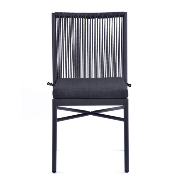 Rope Weave Standard Side Chair with Grey Cushion