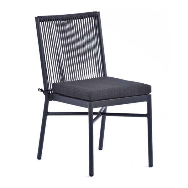 Rope Weave Standard Side Chair with Grey Cushion