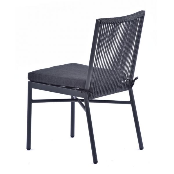 Rope Weave Standard Side Chair with Grey Cushion