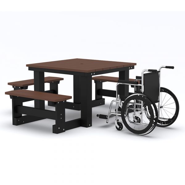 Eco Hector 8 Seat Square Wheelchair Access Recycled Plastic Picnic Table 185cm