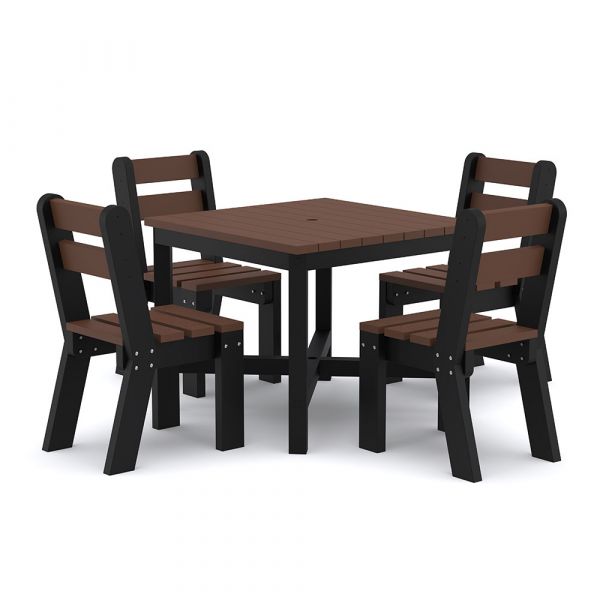 Eco Enzo Dining Set - 90cm Square Table & 4 Side Chairs