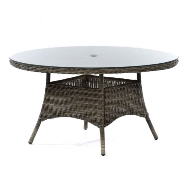 Regent Rattan Large Round Glass Dining, Round Rattan Garden Table With Glass Top
