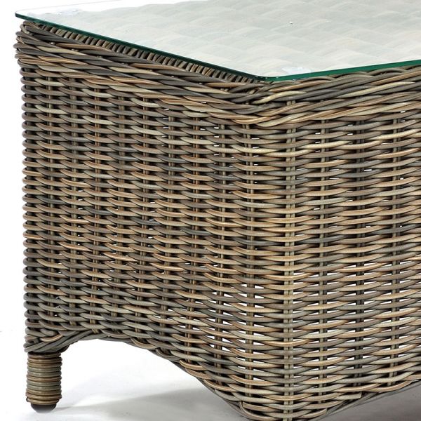 Regent Rattan Rectangular Coffee Table - 90 x 50 x 45cm 8kg Tempered Glass - Durable Brown Weave