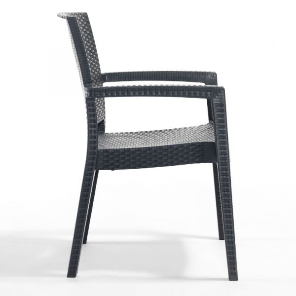 Madrid Rattan Style Arm Chair - Polypropylene Durable Seat - Anthracite