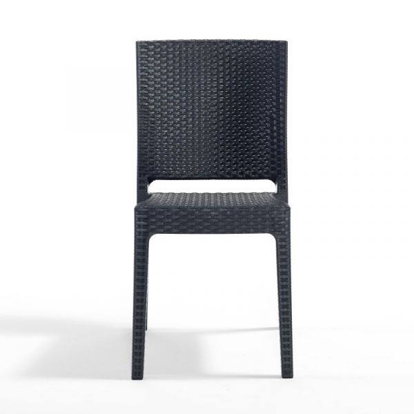 Madrid Rattan Style Side Chair - Polypropylene Durable Seat - Anthracite
