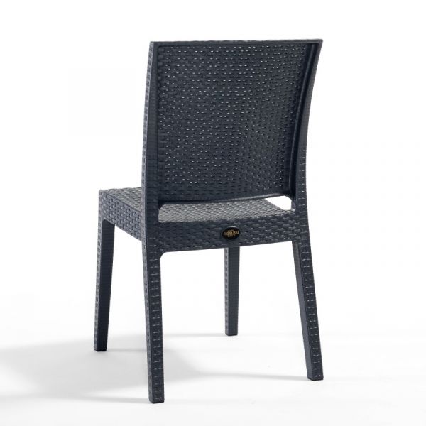 Madrid Rattan Style Side Chair - Polypropylene Durable Seat - Anthracite