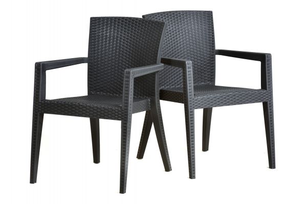 Madrid Rectangle Dining Set - Rattan Style Polypropylene - 6 Person (Anthracite)