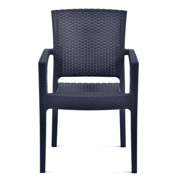 Recycled Madrid Rattan Effect Polypropylene Stacking Arm Chair Anthracite
