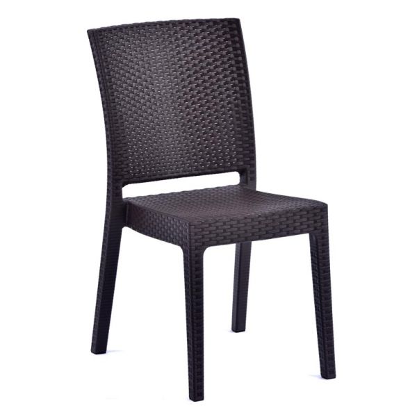 Recycled Madrid Rattan Effect Polypropylene Stacking Side Chair Brown