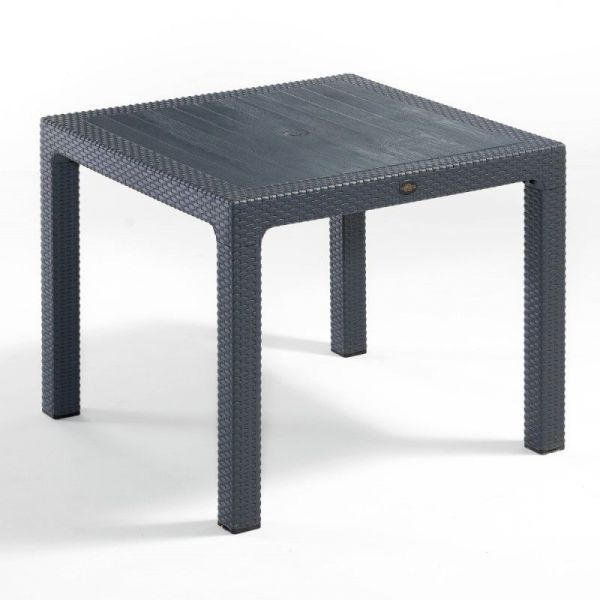 Madrid Rattan Effect Polypropylene Square Table and 4 Arm Chairs - Durable Polypropylene Set - Anthracite