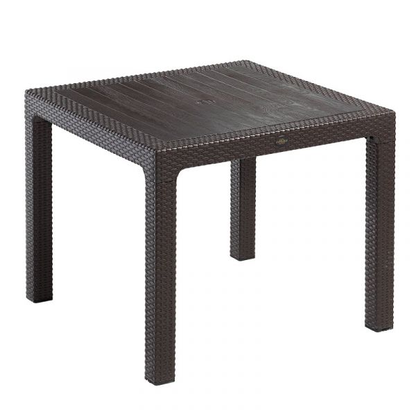 Madrid Rattan Effect Polypropylene Large Square 90x90cm Dining Table - Brown