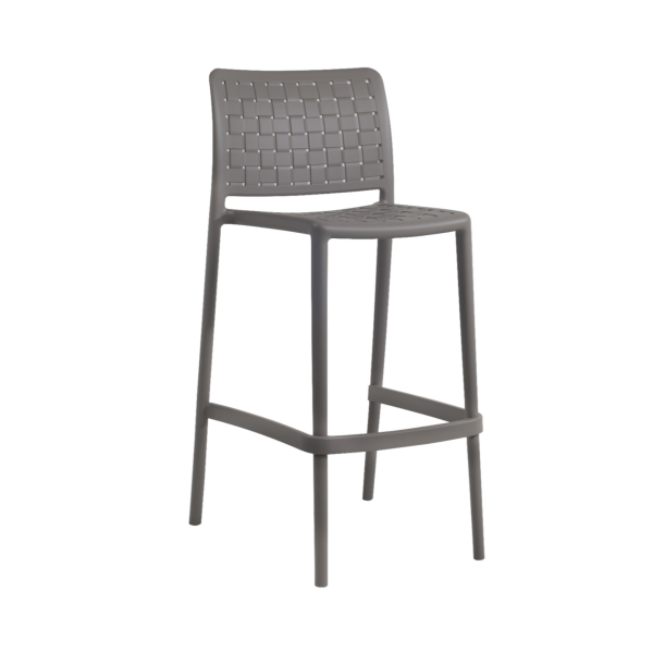 Fame Bar Chair - Durable Commercial Polyropylene - Taupe - Height 75cm