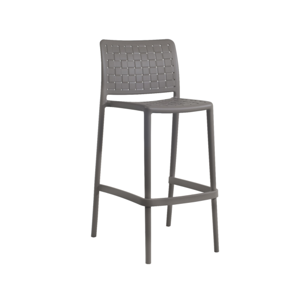 Fame Mid-Height Bar Chair - Durable Commercial Polyropylene - Taupe - Height 65cm