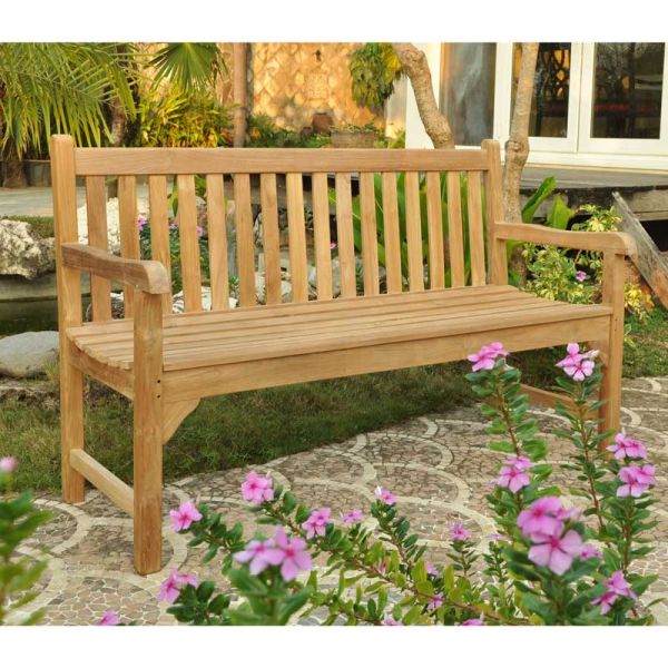 Warwick Teak Bench - Grade A Teak Garden Seat - 120cm Length - 2 Person Classic Design