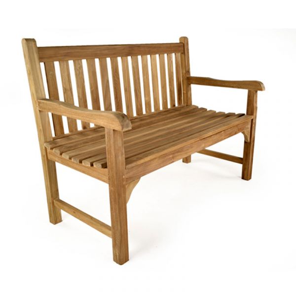 Warwick Teak Bench - Grade A Teak Garden Seat - 120cm Length - 2 Person Classic Design