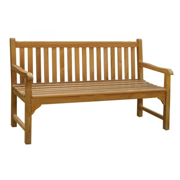 Warwick Teak Bench - Grade A Teak Garden Seat - 150cm Length - 3 Person Classic Design