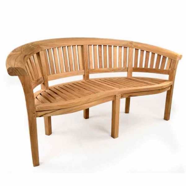 Windsor Curved Teak Bench - Premium Grade A Teak Garden Seat - 165cm Length - 3 Person Modern Design