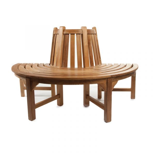 Teak Half Circle Tree Seat - Grade A Teak - High Quality Bench - Fits Trees Up 45cm Diameter - Fully Assembled (Small)