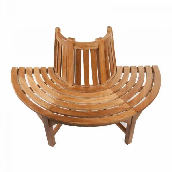 Teak Half Circle Tree Seat - Grade A Teak - High Quality Bench - Fits Trees Up 45cm Diameter - Fully Assembled (Small)