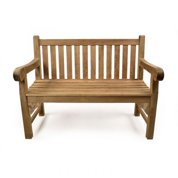 Queensbury Teak Bench - Grade A Teak Garden Seat - 120cm Length - 2 Person Classic Design