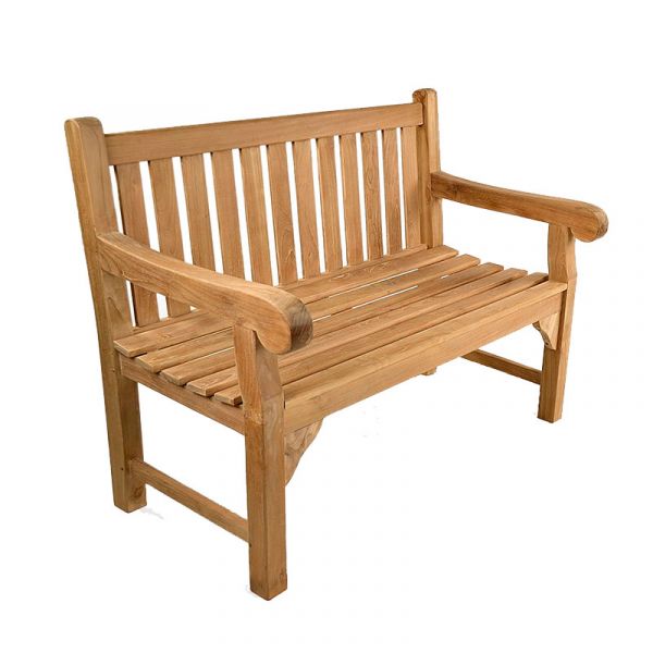 Queensbury Teak Bench - Grade A Teak Garden Seat - 120cm Length - 2 Person Classic Design