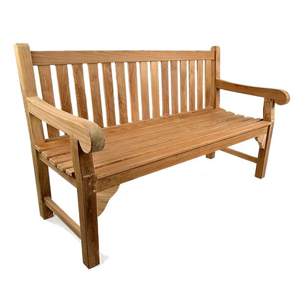 Queensbury Teak Bench - Grade A Teak Garden Seat - 150cm Length - 3 Person Classic Design