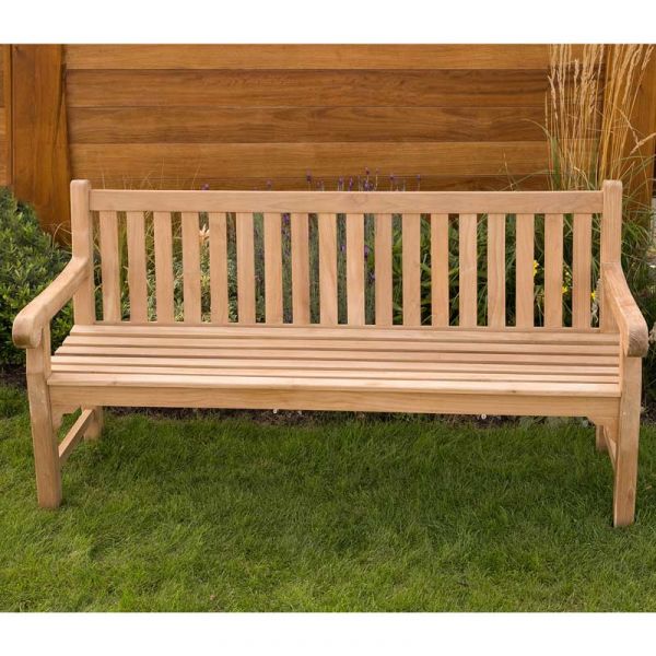 Queensbury Teak Bench - Grade A Teak Garden Seat - 180cm Length - 4 Person Classic Design