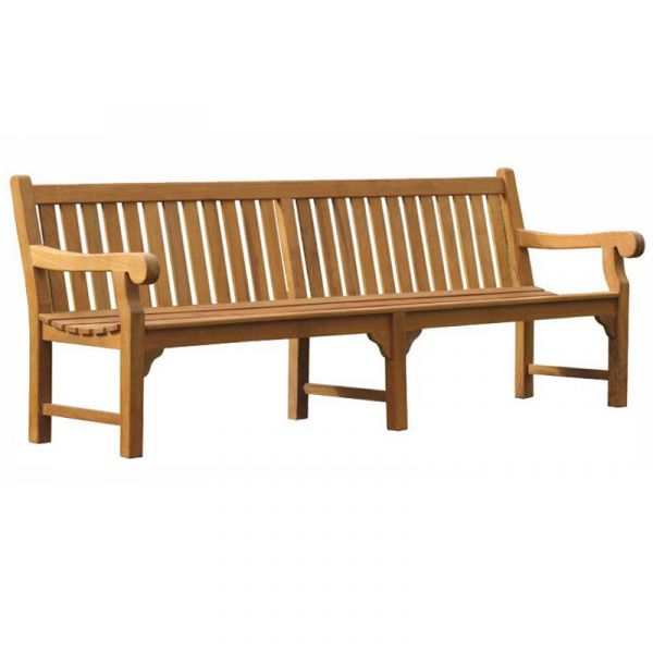 Queensbury Teak Bench - Grade A Teak Garden Seat - 240cm Length - 6 Person Classic Design