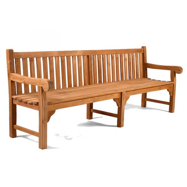 Queensbury Teak Bench - Grade A Teak Garden Seat - 240cm Length - 6 Person Classic Design