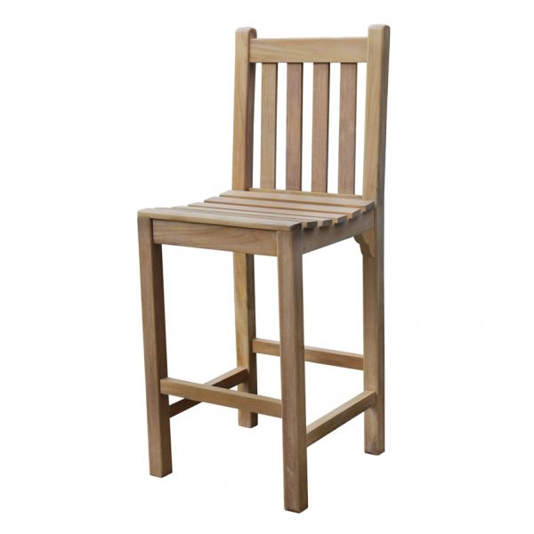 Warwick Bar Stool (With Back) - Grade A Teak - High Quality Indoor / Outdoor Seat - Flat Packed