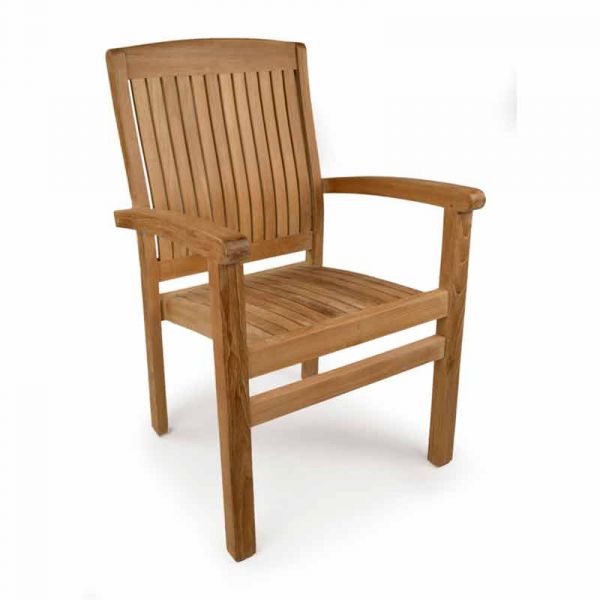 Harston Arm Chair - Grade A Teak - High Quality Indoor / Outdoor Seat - Fully Assembled & Stackable