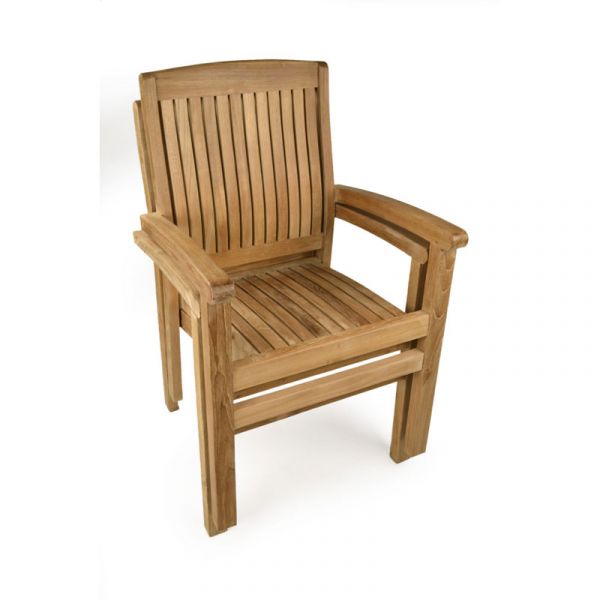 King John Table Set 6 Person - Grade A Teak - King John Table and 4 Harston Stacking Chairs - Table Flat Packed