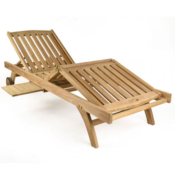 Durable Sun Louger - Grade A Teak - High Quality Indoor / Outdoor Seat - Pull Out Shelf - Flat Packed - Cushions Available Seperately