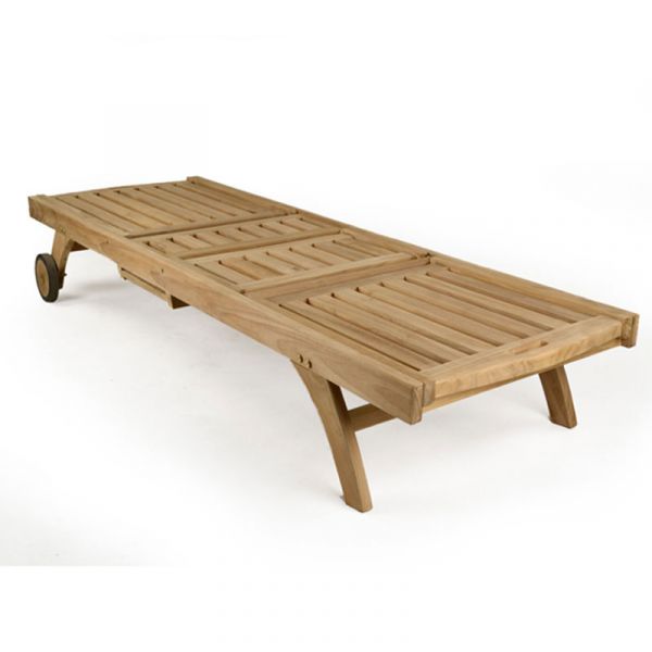 Durable Sun Louger  - Grade A Teak - High Quality Indoor / Outdoor Seat - Pull Out Shelf - Flat Packed - Cushions Available Seperately