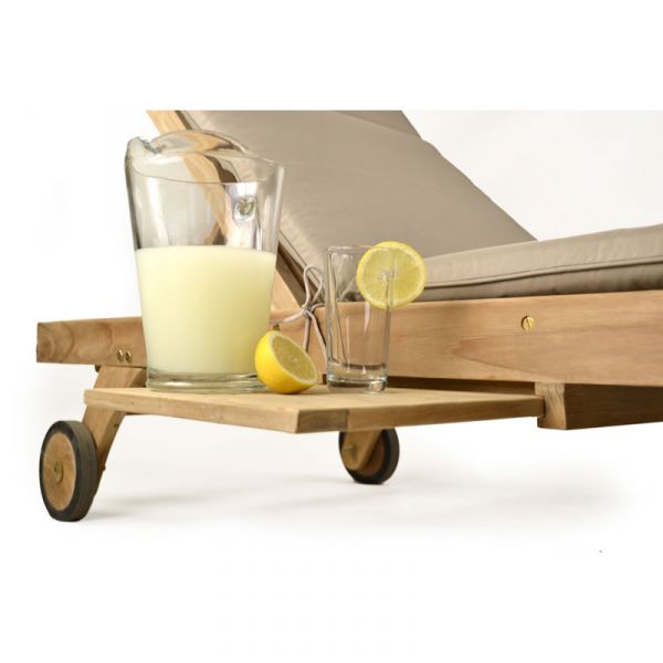 Durable Sun Louger - Grade A Teak - High Quality Indoor / Outdoor Seat - Pull Out Shelf - Flat Packed - Cushions Available Seperately