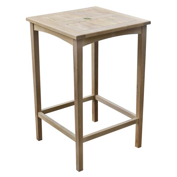 Warwick Square Bar Table With 4 Backed Stools - 70 x 70cm Table  - Grade A Teak - Parasol Hole - Flat Packed