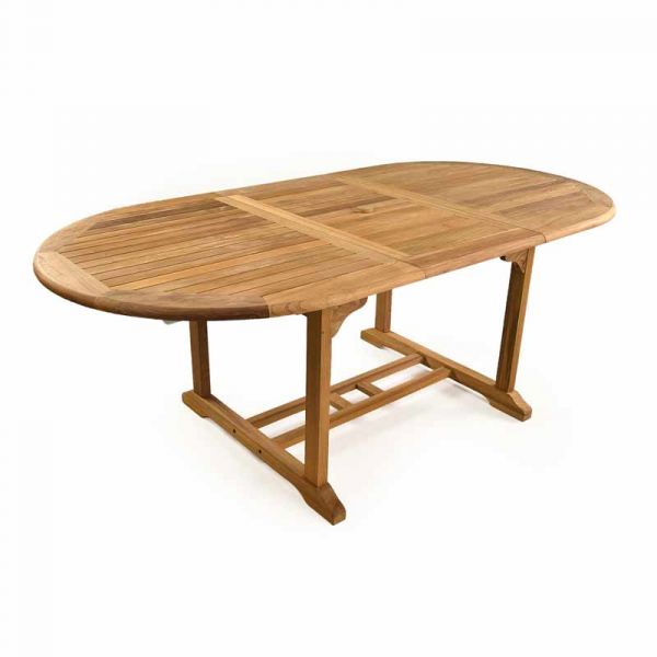 King John Extendable Dining Table - 200cm Open Grade A Teak - Parasol Hole - Flat Packed