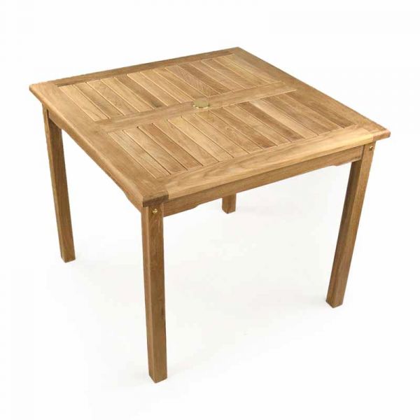 Warwick Small Square Table - 90 x 90cm - Grade A Teak - Flat Packed - Parasol Hole