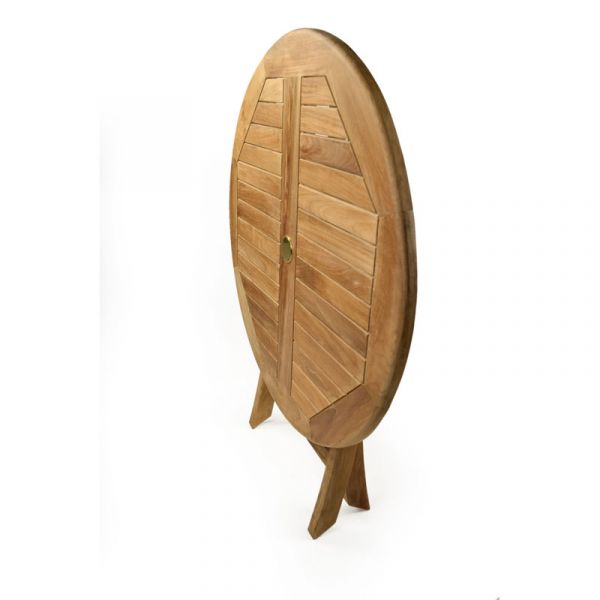 Whitley Round Folding Table - Diameter 90cm - Grade A Teak - Flat Packed - Parasol Hole
