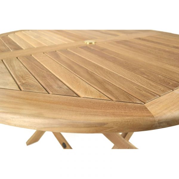 Willoughby Round Folding Table - Diameter 120cm - Grade A Teak - Flat Packed - Parasol Hole